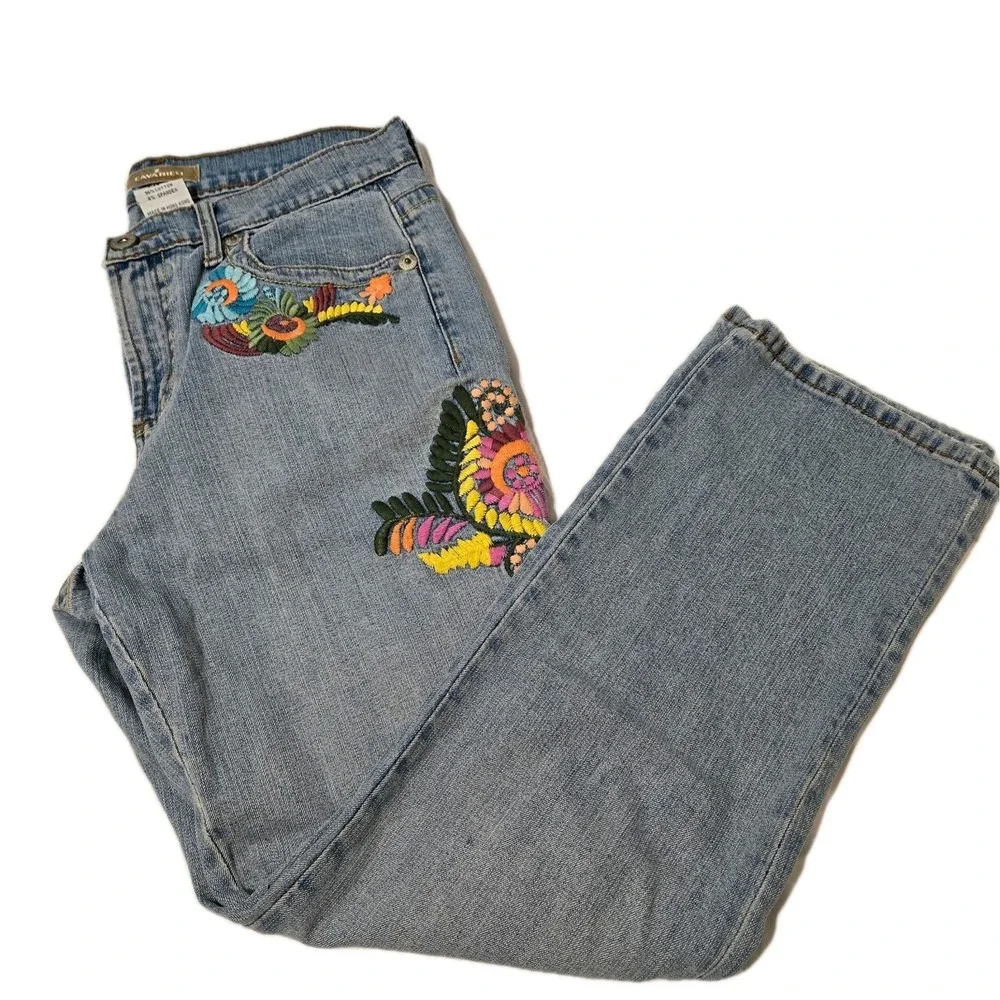 VTG Y2K Z Cavaricci Woman's Sz 8 Light Wash Elaborate Embroidered Jeans - Picture 11 of 11
